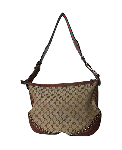 Gucci Web Studded Pelham Shoulder Bag, front view